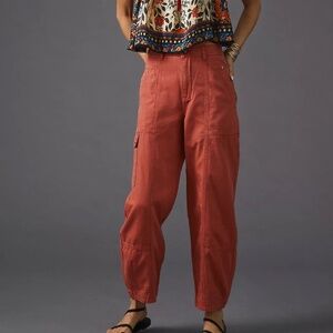 By Anthropologie Salmon Pocket Utility Barrel Leg Ankle Pants Size 8